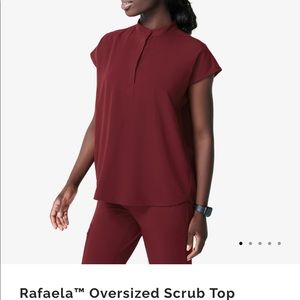 Figs Scrubs Burgundy Oversized Rafaela Top S
